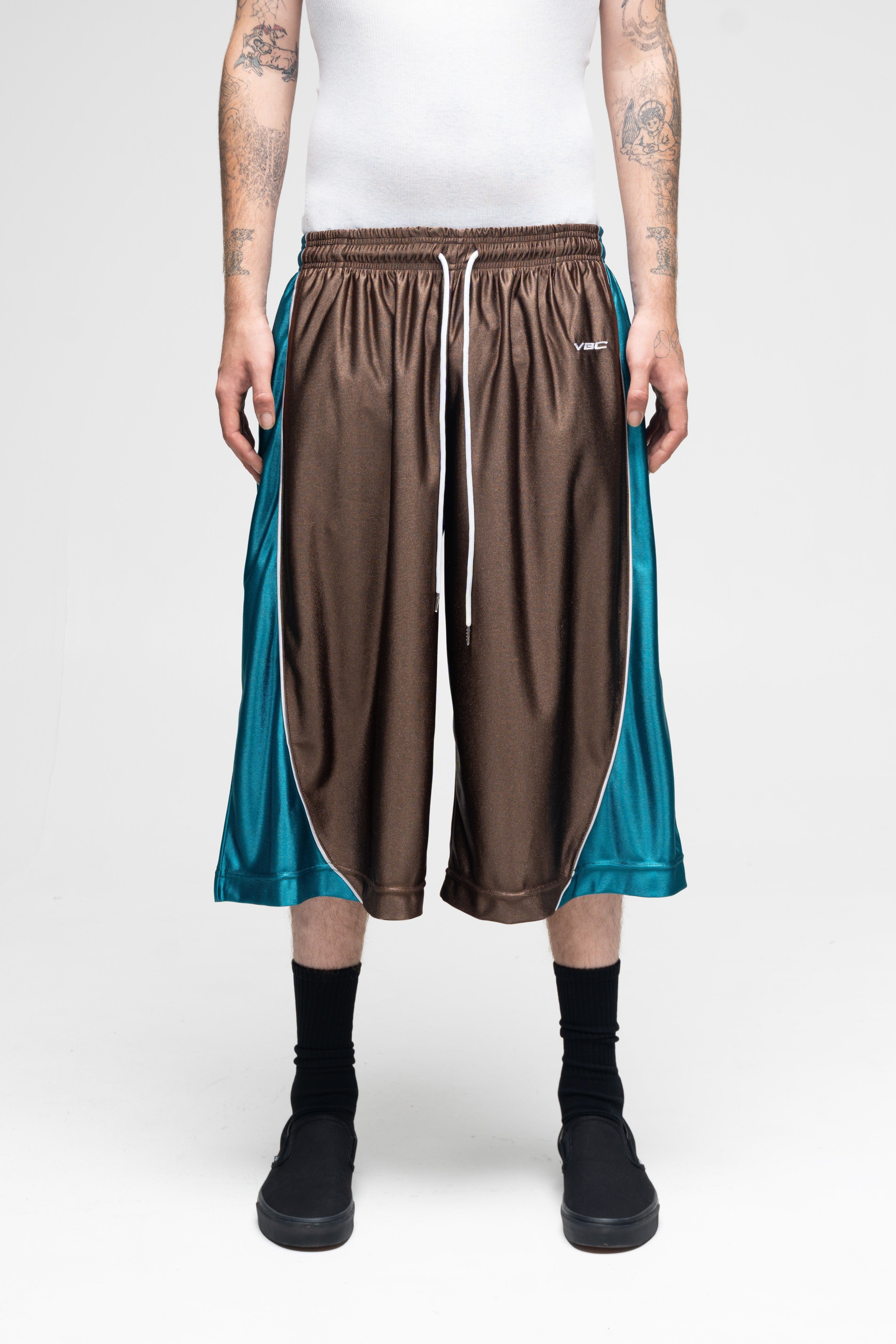 Baggy BBall Shorts (Brown/Teal)